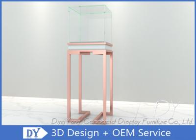 China OEM Rose Gold Glass Jewelry Display Case Pedestal Display Furniture for sale