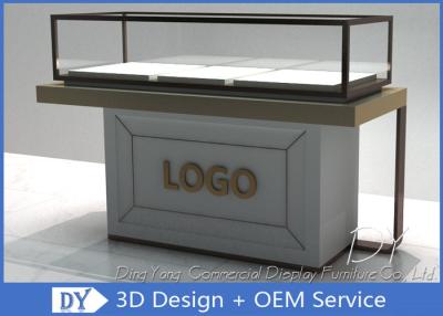 China Half Stain Steel Frame Glass Jewelry Display Case With Custom Logo for sale