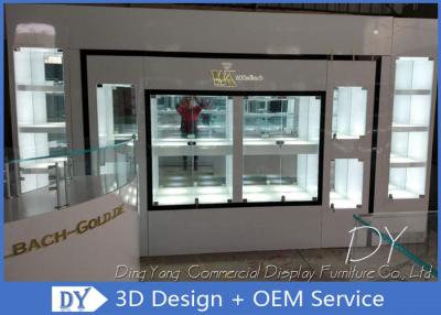 China Fully Pre Assembly Modern Jewelry Showcases With MDF Wood + Glass + Lights for sale