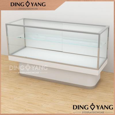 China 2 Tier Glass Wood  Sliding Door Jewellery Counter Display for sale