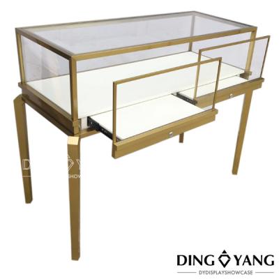 China Brushed Bronze Lockable Jewelry Display Cases for sale