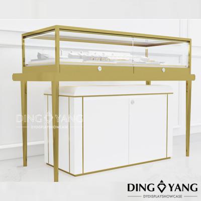 China Led Lights Custom Brass Jewellery Shop Display Counters for sale