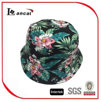中国 ドローストリングが付いている 100% 綿のハワイによって印刷されるバケツの帽子、女性花のバケツの帽子の 販売のため