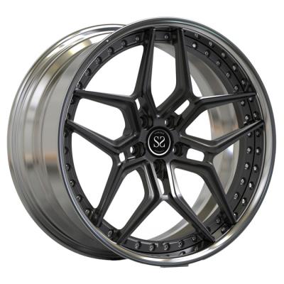 China 21inch 2 Piece Forged Wheels Aluminum Polished Lip Dark Grey Spokes For Audi RS6 Car Rims for sale