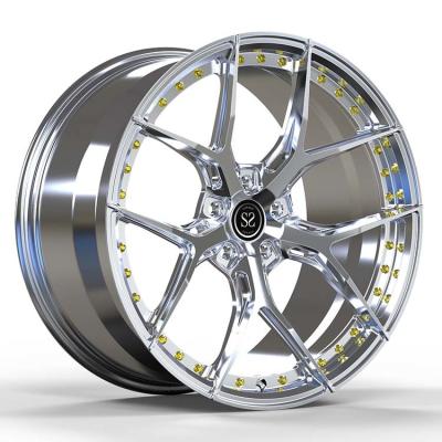 China Polished Barrel 2 Piece Forged Wheels Brushed Disc 21 22 23 Inches Aluminum Alloy for sale