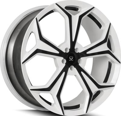 China Custom 1 Piece Forged Alloy Rims Land Rover Defender 22x9.5 White Face + Black Spokes for sale