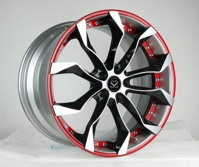 China 18 19 20 21 22inch red machined face 2-piece forged wheel rims for X5 X6 for sale