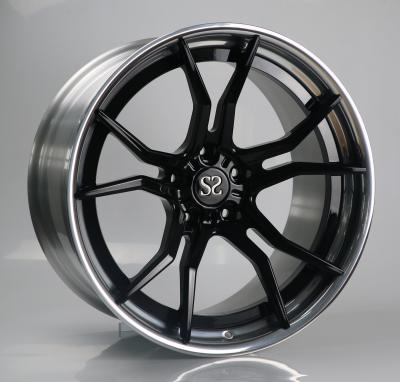 China 21 Inch 2 Piece Forged Porsche Wheels Black Centers Polished Barrels for sale
