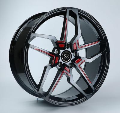China 22x10 Gloss Black With Red 1-PC Mercedes Benz Wheel for sale