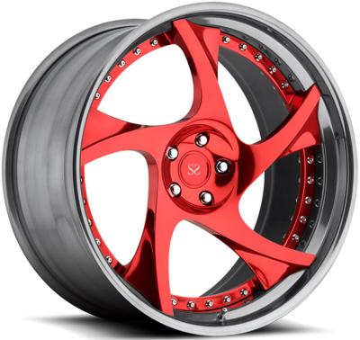 China 20 inch customized red spoke 2 piece forged car wheel rim china for sale