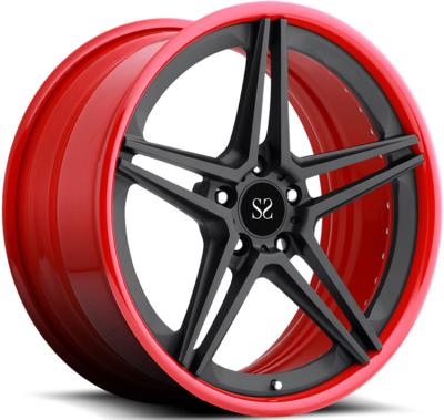 China 21inch 9.5J Customized 2-PC Alloy Rims For Ferrari 458 Speciale Red Gloss Black Forged Wheels for sale