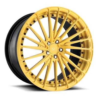 China Porsche Forged Wheels  22 inch gold painting alloy aluminum 2 piece forged wheels rims 5x112 5x130 for sale