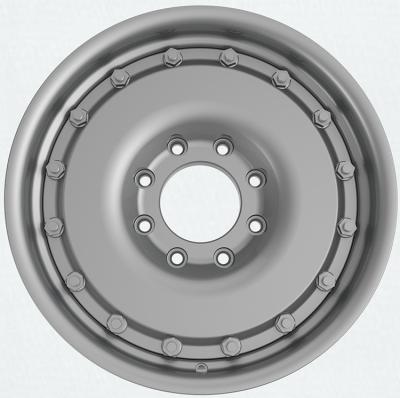 China Silver 8.0Jx18 Inch 20 Inch 8x165.1 Heavy Duty 1800kg 2 Piece Bolted Military Army Truck Forged Wheel Rim for sale