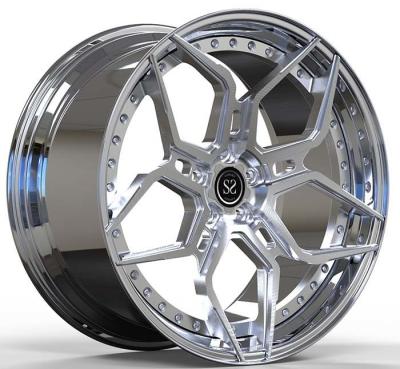 China Hyper Silver Polish 2 Piece Staggered Alloy Wheels For Porsche 5x130 for sale