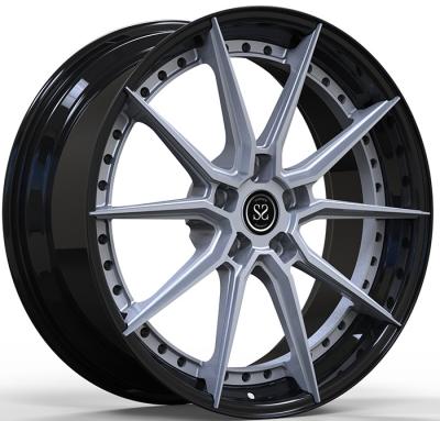 China Machined Face 2 PC Gloss Black Forged Alloy Wheels Sputtering Staggered 20 and 21 inches for sale