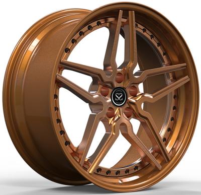China 2 PC Sputtering Bronze Staggered 20 and 21 inches Alloy Wheels Machined Face For Luxury Cars for sale