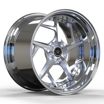 China Staggered Polish Alloy 2 Piece Forged Wheels For Ferrari 458 5x108/5x114.3 rims for sale
