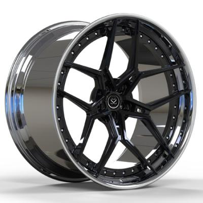 China 2-piece 22x10 barrel polished center gloss black forged rims deep dish wheels for 488 for sale