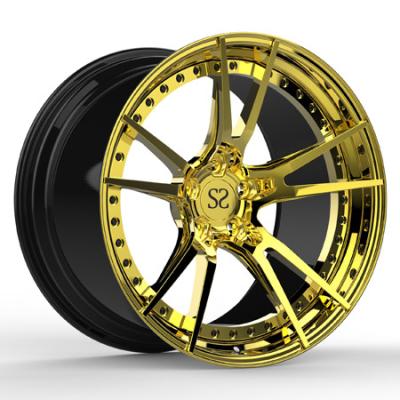 China 2 Piece 20x10 Inch Bmw M6 Golden Pcd 139.7mm Polishing Forged Wheels for sale