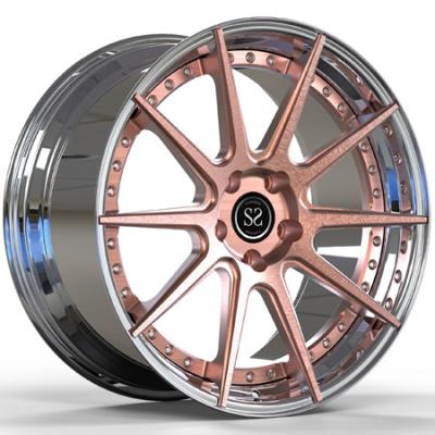 China 20 Inch Aluminum Alloy Forged 2 Piece Wheels Bronze Brushed Center Polished Barrel Cadillac CTS-V Rim for sale