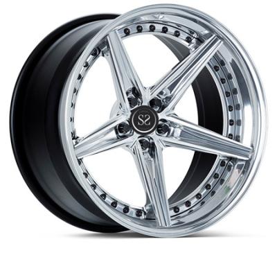 China Deep Lip Forged 3 Piece Brushed Wheels Alloy For Luxury Car for sale