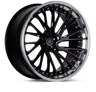 China Staggered Aluminum Alloy Forged Matte Black Rims 3 Piece Polished for sale