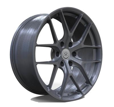 China Deep Concave Forged Wheels Brushed Black Monoblock Alloy Rims 20 Inch for sale