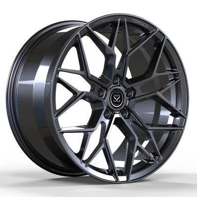 China Chevy Corvette C5 Staggered  19 and 20 Multi-spoke Gloss black 1-PC Forged Alloy Wheels 5x120.65 for sale