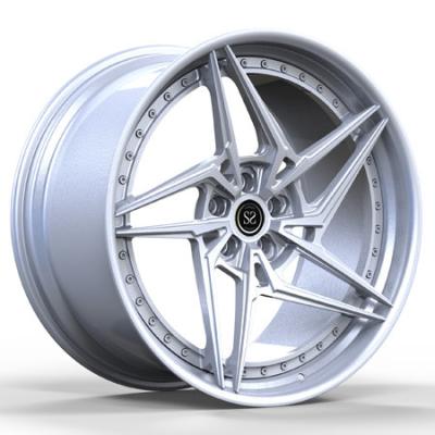 China Aluminum Alloy 2-Piece Forged Wheels Rims Hyper Silver Center Multi Spoke GTB Car Wheels for sale