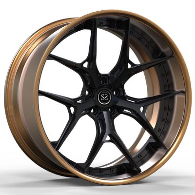 China Custom Forged 2 Piece Alloy Wheels Center Matte Bronze Barrel Grey 22x11 RS6 Rims for sale