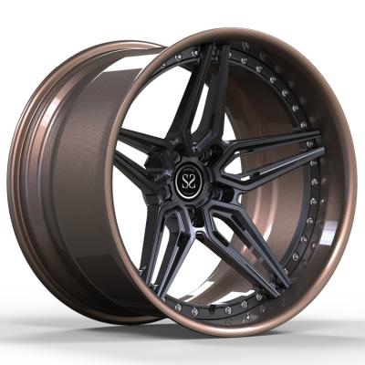 China Bronze Grey 2 Piece Wheels For Camaro Staggered 19inch Alloy Car Rims for sale