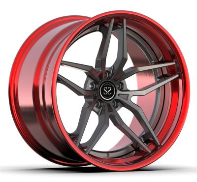 China Staggered 3 Piece Forged Grey Red Wheels For 20inch Alloy Car Super Concave Rims for sale