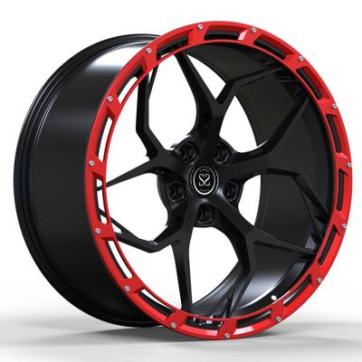 China Satin Black Forged Monoblock Rims With Red Circle 5x112 22 Inches for sale