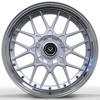 China A6061 Aluminum Forged Wheels 2 Piece In Sliver High Gloss Polished For Customized GT car for sale