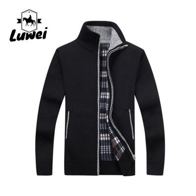 Chine Autumn épaisseur plus polyester noir épaisseur velours pull utilitaire vêtements masculins tricot décontracté vestes cardigan manteaux à vendre