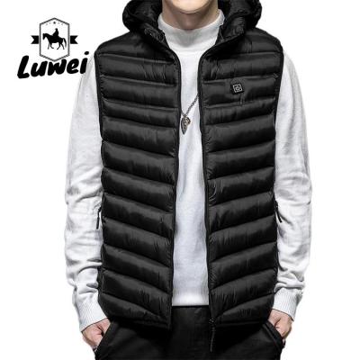 China Custom Classic Men Clothing Sleeveless Utility Waistcoats Hooded Quilted Warm Cotton Coat Waterproof Heated Vest for sale