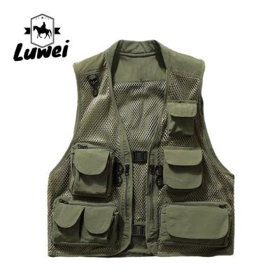 China Hot Sale Outdoor Men's Photography Vest Camouflage Utility Mesh Vest Multi-pocket Fishing Men Leisure Mesh Vest for sale