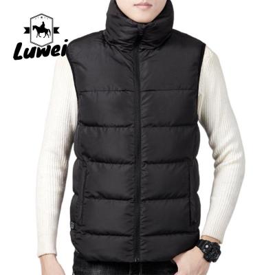 China Casual Winter Warm Stand Collar Utility Fitted Cotton Utility Zip Up Cargo Weighted Heating Quilted Men's Vests for sale