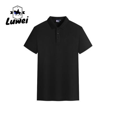 China Embroidery Logo Mens Polo T Shirts Breasted Cardigan Lattice Polyester for sale