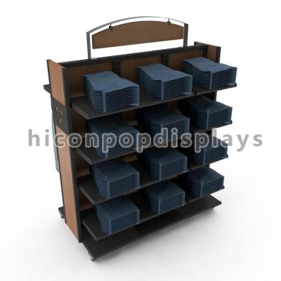 China Movable Retail Clothing Racks With Casters For Jeans And Shirts for sale