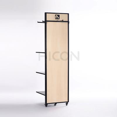 China Apparel Retail Store 4 Caster Clothing Rack Free Standing Clothing Display Rack for sale