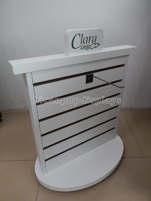 China Wood Slatwall Display Stands Custom Design Counter Top Slatwall Fixture Rotatable for sale