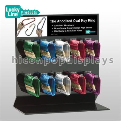 China Black Acrylic 2 - Layer Counter Display Racks Keychain Display Stand 10 Hooks for sale