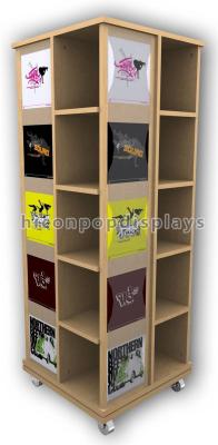 China Wooden Floor Rotating Clothing Shop Display Cabinets For Garment Retail Stores for sale