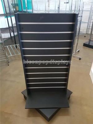 China Black Wood Spinner Display Stands Free Standing With Aluminum Panel / Detachable Hooks for sale