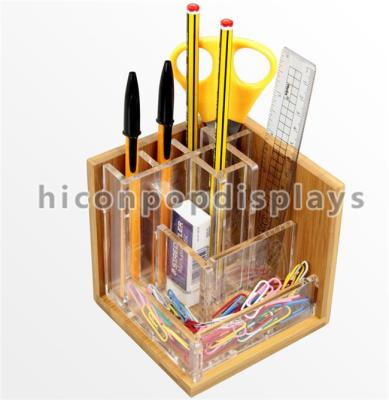 China Countertop Stationery Wooden Display Racks Acrylic Wood Pen / Knife Display Stand for sale