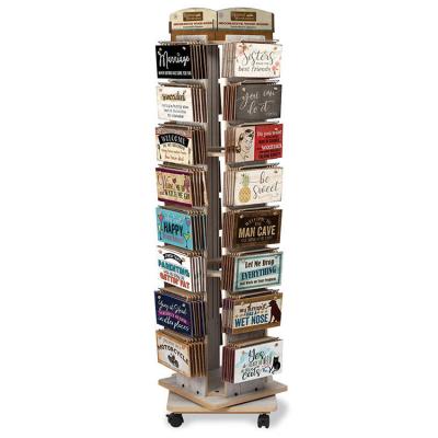 China Retail Store Spinner Display Rack Wooden Bumper Sticker Display Rack for sale