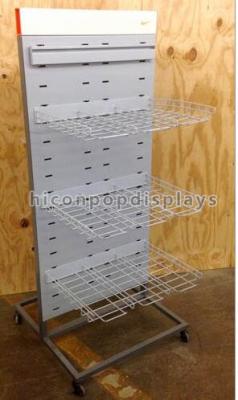 China Sports Products Freestanding Metal Gondola Shelving Units Double Sided With 4 Casters for sale