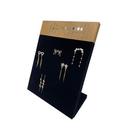 中国 テーブルの上 耳飾り ディスプレイ 木製 ブラック ベルベット 宝石 ディスプレイ スタンド 販売のため