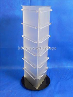 China 19'' Tall Countertop Spinner Rack Display Stand Custom Acrylic Triangular Display Stand for sale
